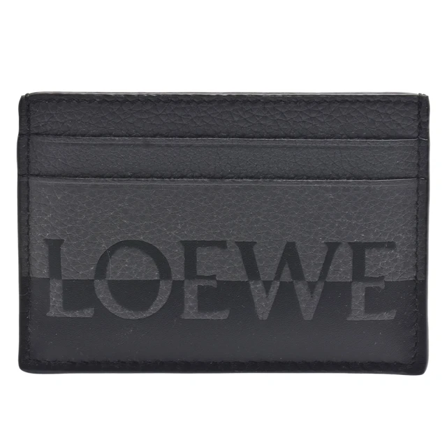 【LOEWE 羅威】經典品牌LOGO雙色小牛皮萬用卡夾(黑/灰色C314322X01-1268)