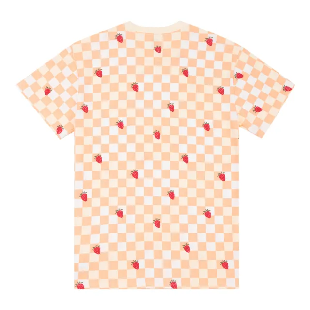 【VANS 官方旗艦】Strawberry Check 女款蜜桃色棋盤格短袖T恤