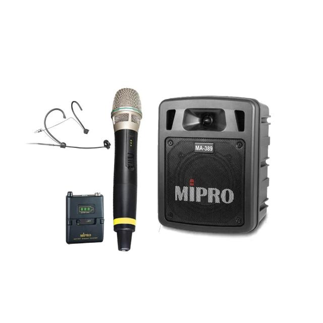 【MIPRO】MA-389 配1手握+1頭戴式麥克風5.8G(雙頻手提無線喊話器/藍芽最新版 /遠距教學)