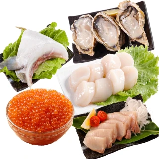 【華得水產】日本水產 5包組(干貝+牡蠣+青甘下巴+鮭魚卵+青甘魚肉)
