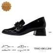 【TINO BELLINI 貝里尼】巴西進口方形飾扣漆皮低跟樂福鞋FYLT038(黑色)