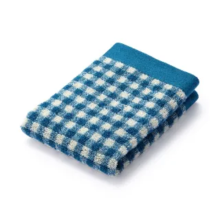 【MUJI 無印良品】棉圈絨雙線織手巾/藍格紋