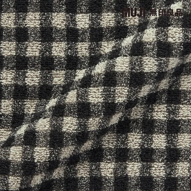 【MUJI 無印良品】棉圈絨雙線織手巾/黑格紋