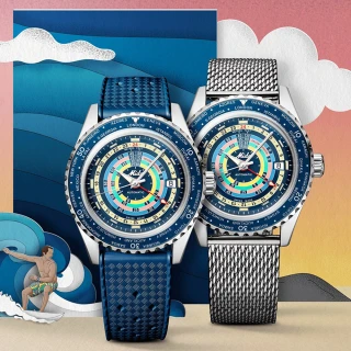 【MIDO 美度 官方授權】Ocean Star海洋之星彩虹圈雙時區特別版機械套錶-40.5mm 母親節(M0268291704100)