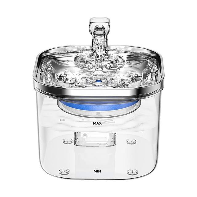 【萌貝貝】2L寵物不鏽鋼半透明自動續水飲水機 貓咪飲水器(貓狗均可 循環喝水機 喝水碗 活水衛生健康)
