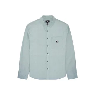 【CONVERSE】Oxford Shirt 男款 藍綠色 經典 緞紋 刺繡 棉質 襯衫 長袖 10026002-A02