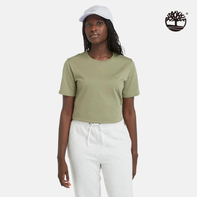 Timberland 女款灰綠色短袖休閒T恤(A6ATE590)