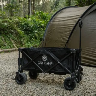 【OWL CAMP】手拉車煞車版 黑色 沙色 軍綠色 灰色(手推車 置物車 折疊推車 露營推車 露營 逐露天下)