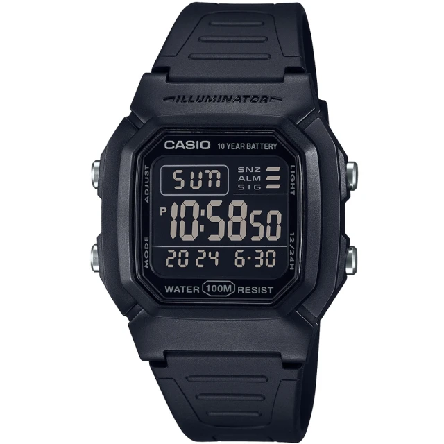 CASIO 卡西歐CASIO 卡西歐 復古潮流方形數位腕錶/黑(W-800H-1B)