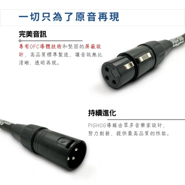 【PIG HOG】終身免費保固 10呎黑色編織麥克風導線 復古系列／原廠公司貨 品質保證(樂器導線 PHM10BKW)
