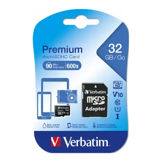 【Verbatim 威寶】32GB microSDHC UHS-1高速記憶卡-含轉卡(44083HS6)