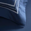【WEDGWOOD】400織長纖棉刺繡 鬆緊床包-川刺繡 深海藍(雙人)