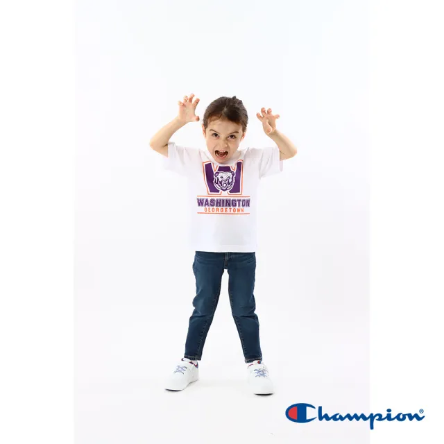 【Champion】官方直營-華盛頓印花圖騰寬版上衣-童裝(4色)