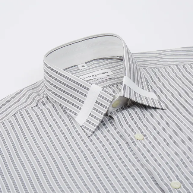 【ROBERTA 諾貝達】德國素材 台灣製 時尚條紋品味 紳士西服長袖襯衫(灰)