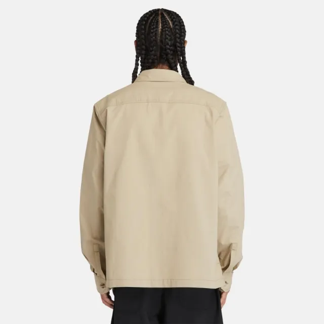 【Timberland】男款米色混合材質襯衫外套(A5U5UDH4)