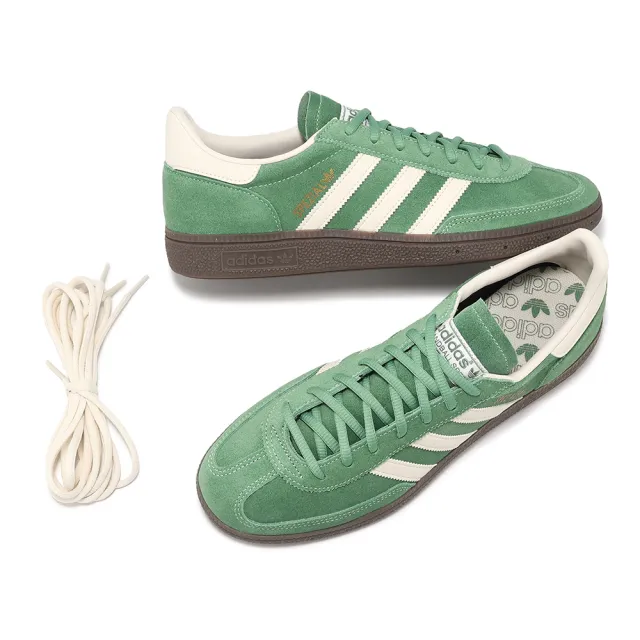 【adidas 愛迪達】休閒鞋 Handball Spezial 男鞋 女鞋 綠 米白 復古 麂皮 三葉草 愛迪達(IG6192)