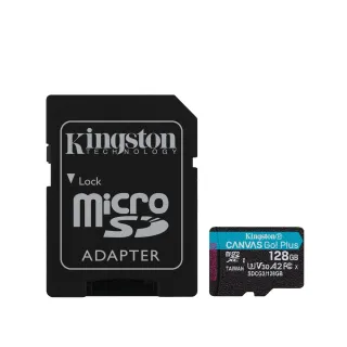 【Kingston 金士頓】Canvas GO! Plus microSDXC UHS-I U3 V30 A2 128GB 記憶卡(SDCG3/128GB)
