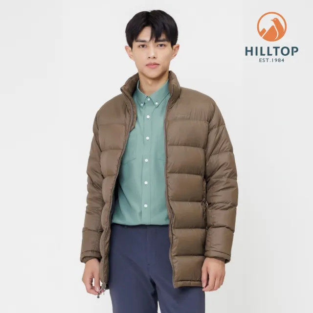 【Hilltop 山頂鳥】GORE-TEX 二合一防水透氣保暖蓄熱羽絨防潑可拆帽長版大衣外套 男款 灰卡｜PF21XM62ECNN