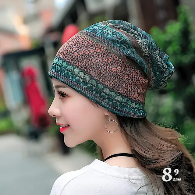 【89 zone】法式優雅透氣棉紗薄款 套頭帽 防風帽 頭巾帽(桔/墨綠/藍)