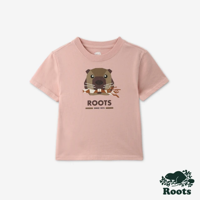 RootsRoots Roots 小童- OUTDOOR ANIMAL短袖T恤(粉橘色)