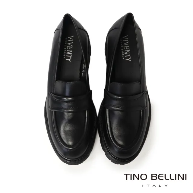 【TINO BELLINI 貝里尼】歐洲進口全真皮厚底樂福鞋FYLV035(黑色)