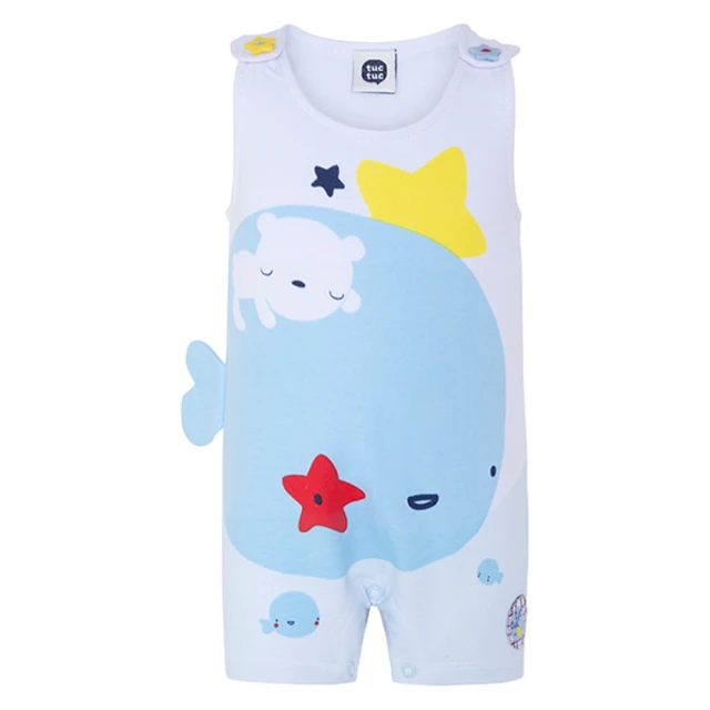 【tuc tuc】男童 白藍鯨魚熊寶寶連身衣 9M~18M MC407614(tuctuc newborn 連身衣)