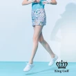 【KING GOLF】實體同步款-女款歐式花朵菱格紋印花休閒A字運動短裙/高爾夫球裙短裙(綠色)