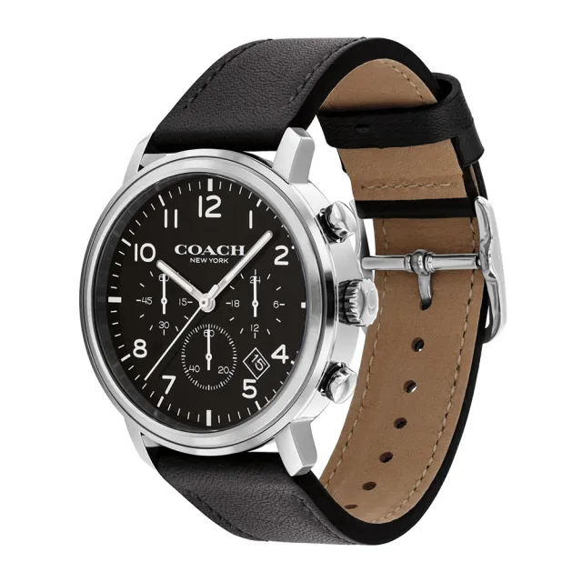 【COACH】官方授權經銷商 三眼計時時尚手錶-42mm/黑(14602539)