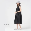 【Qiruo 奇若名品】春夏專櫃精品黑長洋裝3021F  背心式V領設計(黑色雙布)