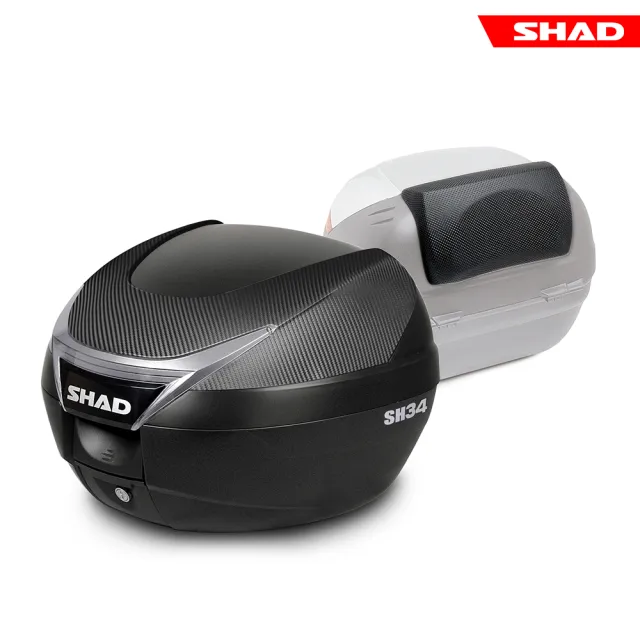 【SHAD】可攜式-快拆行旅箱組合 SH34卡夢上蓋箱+靠背(原廠公司貨 SH34-43x31x42cm)