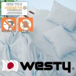 【Westy】日本西村防螨寢具-標準雙人床包枕套3件組(標準雙人床包+枕套x2-藍)