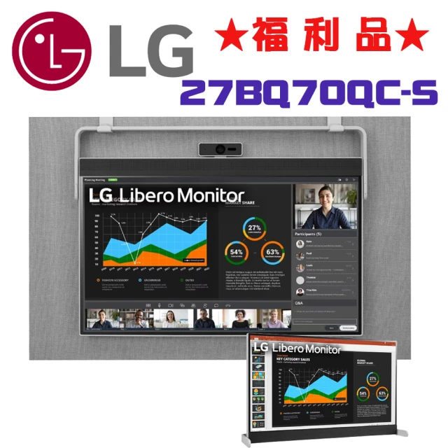 【LG 樂金】◆福利品◆27BQ70QC-S 27型 Libero IPS自由機(HDR10/65W Type-C/內建喇叭/可懸掛隔板)