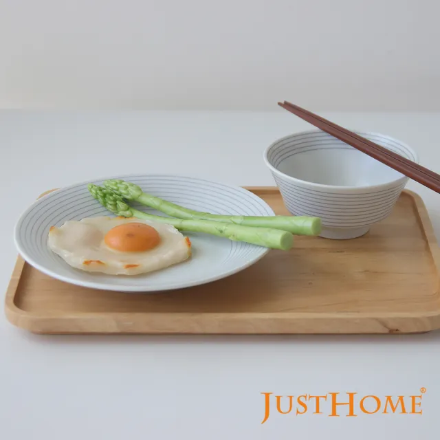 【Just Home】日本製線沐陶瓷碗盤6件餐具組-飯碗+盤+筷(日本製 中式飯碗 盤)