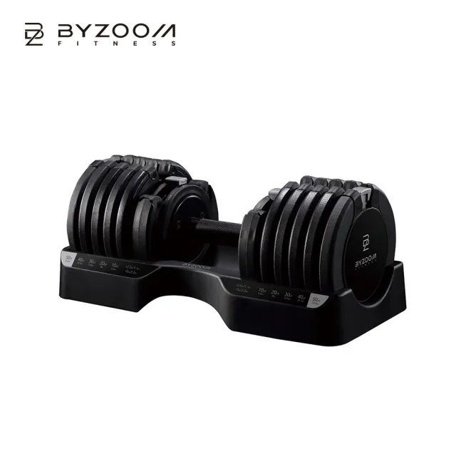 【BYZOOM FITNESS】Pure Series可調式啞鈴50lbs/約22.6kgs 5段重量秒速調整 白/黑 雙入(BZ-QCD-W/B-50LB)