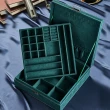 【Porabella】新款雙層復古翡翠綠收納盒 絨布收納盒 可上鎖飾品收納盒