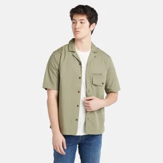 【Timberland】男款灰綠色短袖襯衫(A6QRW590)