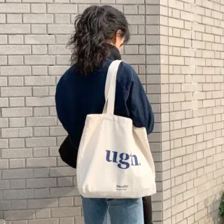 【外出方便】ins韓系簡約字母拉鍊帆布袋(大容量 收納包 購物袋 環保袋 學生包 單肩 