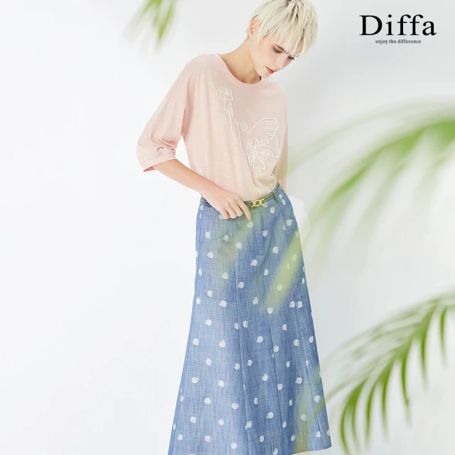 Diffa 時尚美型波點長寬裙-女