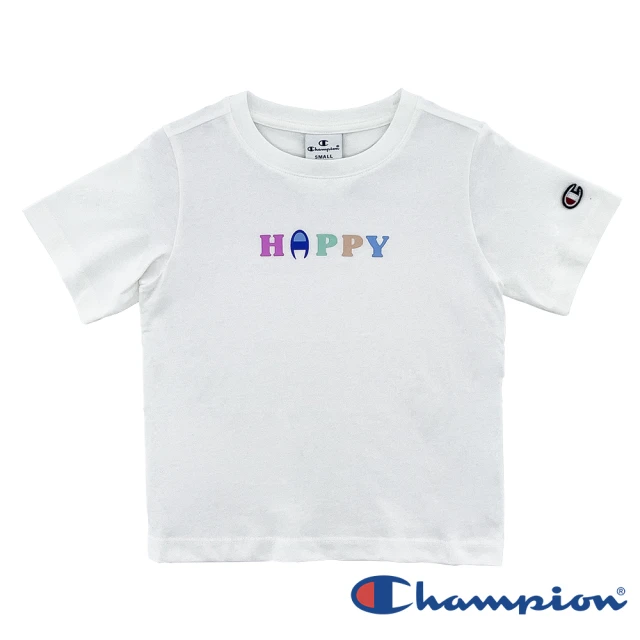 Champion 官方直營-HAPPY印花圖騰上衣-童(白色)