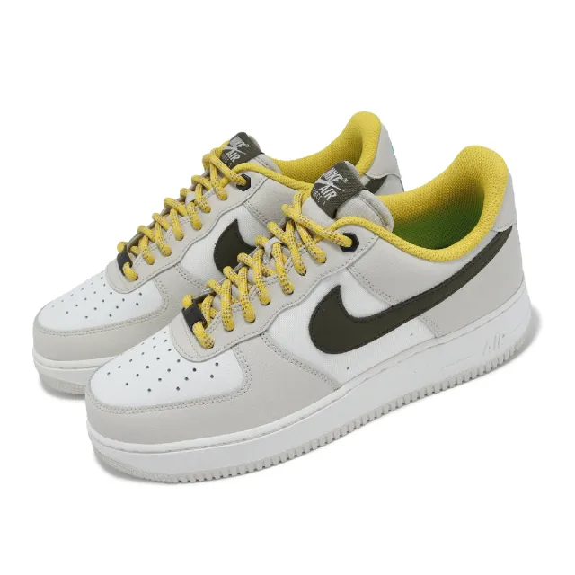 【NIKE 耐吉】休閒鞋 Air Force 1 07 PRM 男鞋 白 黃 帆布 AF1 街頭 復古 經典 運動鞋(FV3628-031)