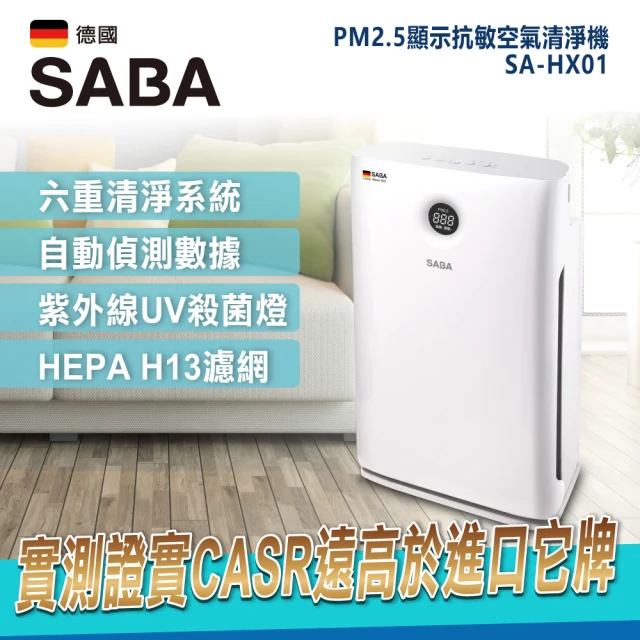 【防疫大作戰  遠離病毒感染】SABA  PM2.5顯示抗敏空氣清淨機(SA-HX01)