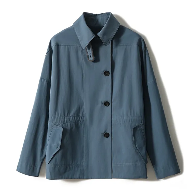 【巴黎精品】現貨+預購 風衣外套防風大衣(春秋時尚翻領女外套2色a1di56)