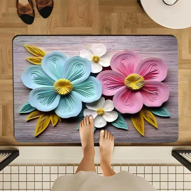 FioJa 費歐家 50x80公分 3D 花卉軟硅藻泥浴室吸
