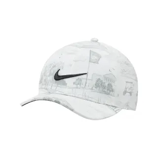 【NIKE 耐吉】高爾夫帽 Golf Cap 男女款 黑白 印花 素描圖 仿舊 毛圈布 鴨舌帽 老帽 帽子(DN1950-025)