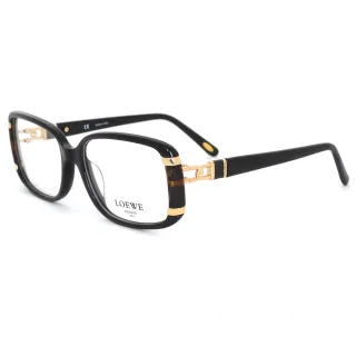 【LOEWE 羅威】鎖鍊時尚經典皮革款 光學眼鏡(黑 - VLW823-0700)