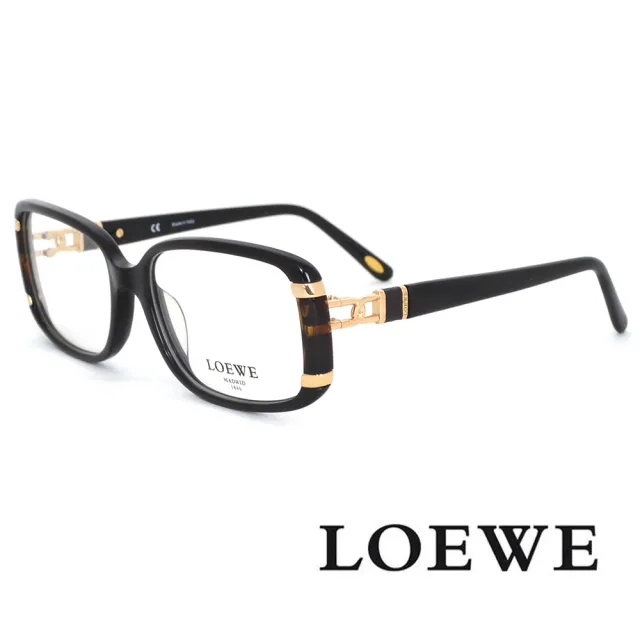 【LOEWE 羅威】鎖鍊時尚經典皮革款 光學眼鏡(黑 - VLW823-0700)
