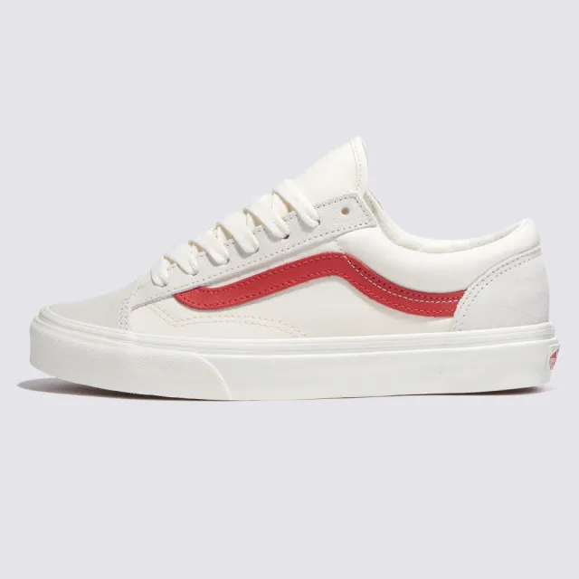 【VANS 官方旗艦】Style 36 男女款米白色/紅色條紋滑板鞋