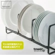 【YAMAZAKI】tower三格日系框型盤架S-黑(收納架/碗盤架/碗盤瀝水架/廚房置物架)