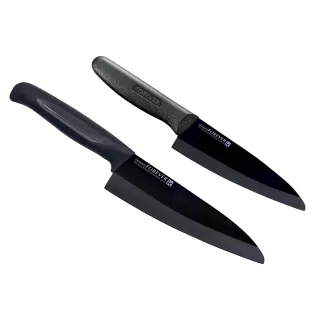 【FOREVER 鋒愛華】日本製造鋒愛華高精密標準系列陶瓷刀16+18CM(黑刃黑柄)