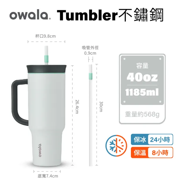 【Owala】Tumbler三層不鏽鋼保溫杯｜雙飲口吸管隨行杯｜-1185ml/40oz(保溫杯/保冰杯/吸管水壺/保溫瓶)